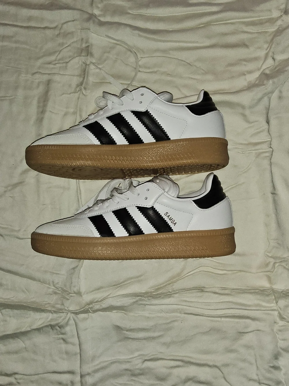 Adidas Samba XLG White and Black Sneakers With Gum Sole